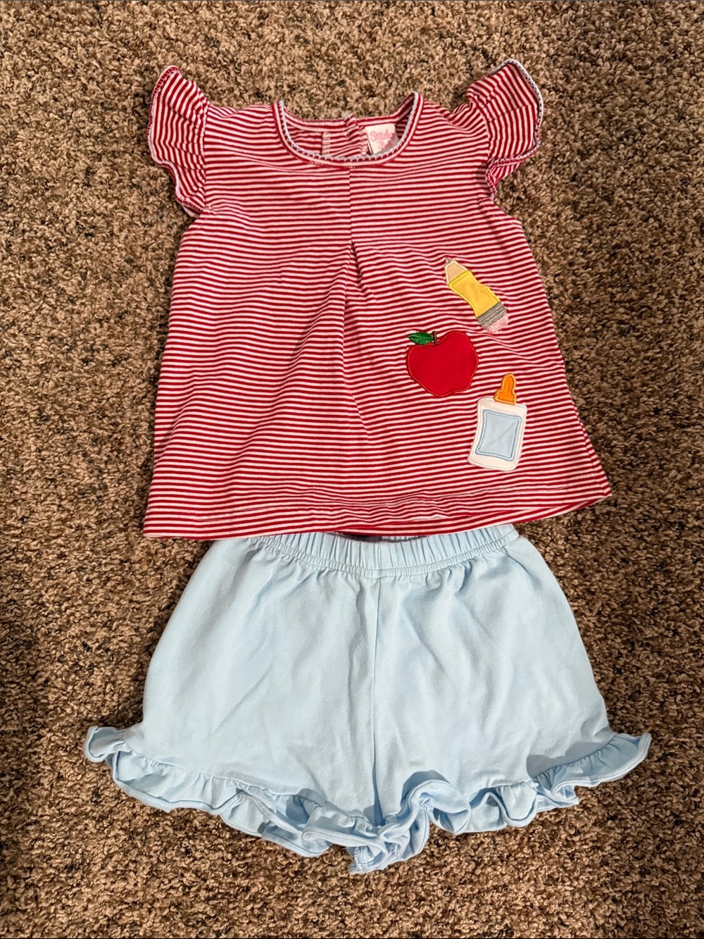 Stitchy Fish Back to School Matching Shorts Set- Size 2T